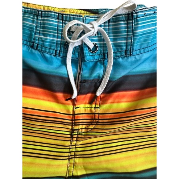 Just Bones Boardwear Boys Striped Boardshorts Size 32 Adjustable Waist 100% Poly - Picture 4 of 8
